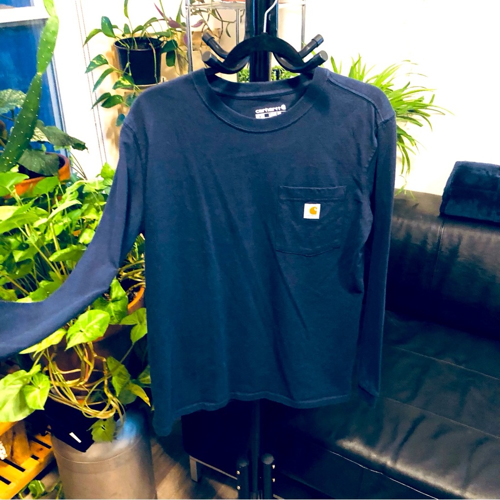 Carhartt women’s navy blue long sleeve shirt with pocket